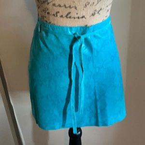 Teal leather snake print mini